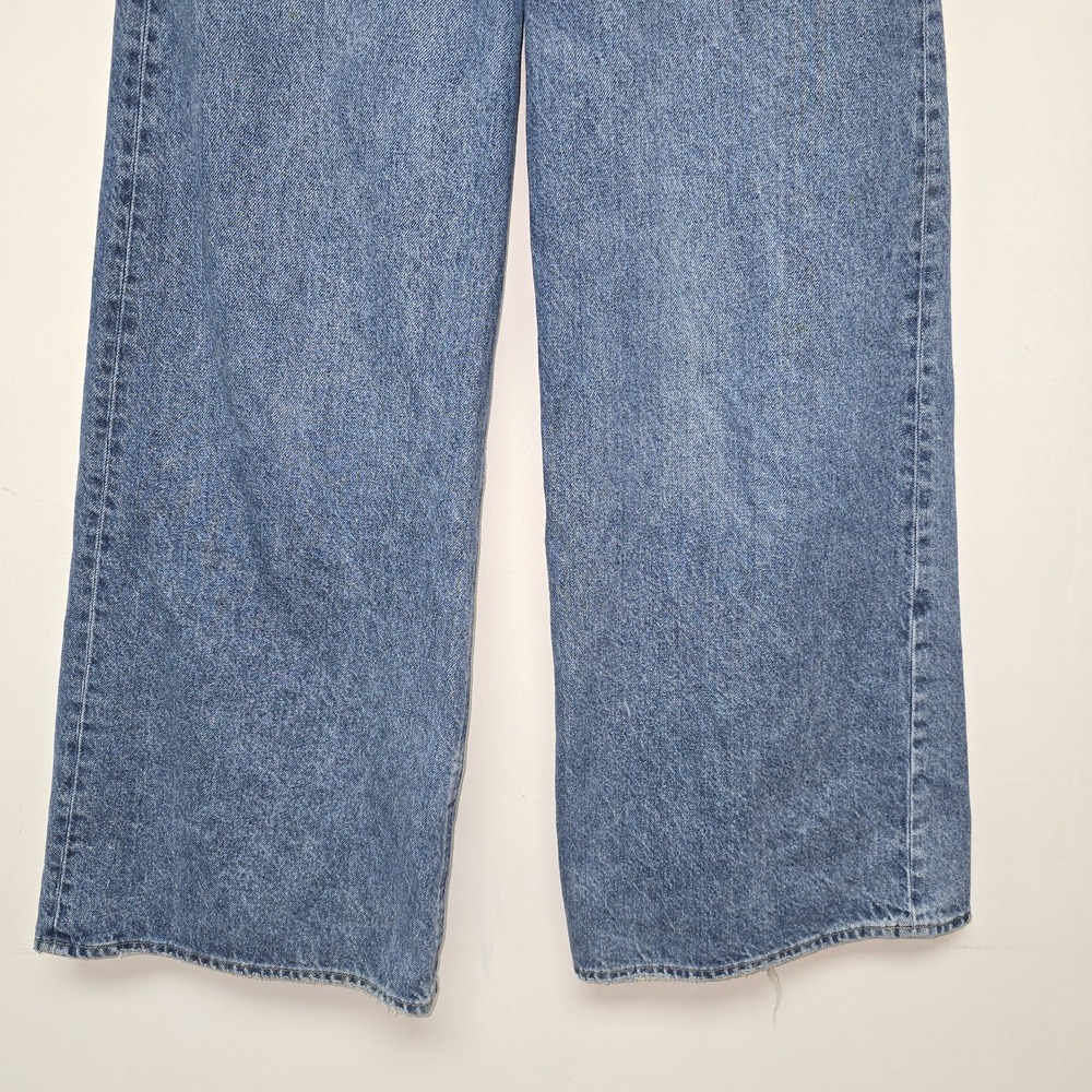 H&M High Rise Wide Leg Blue Denim Jeans Sz 6 Womens 5-Pocket 100% Cotton Boho - Picture 5 of 12